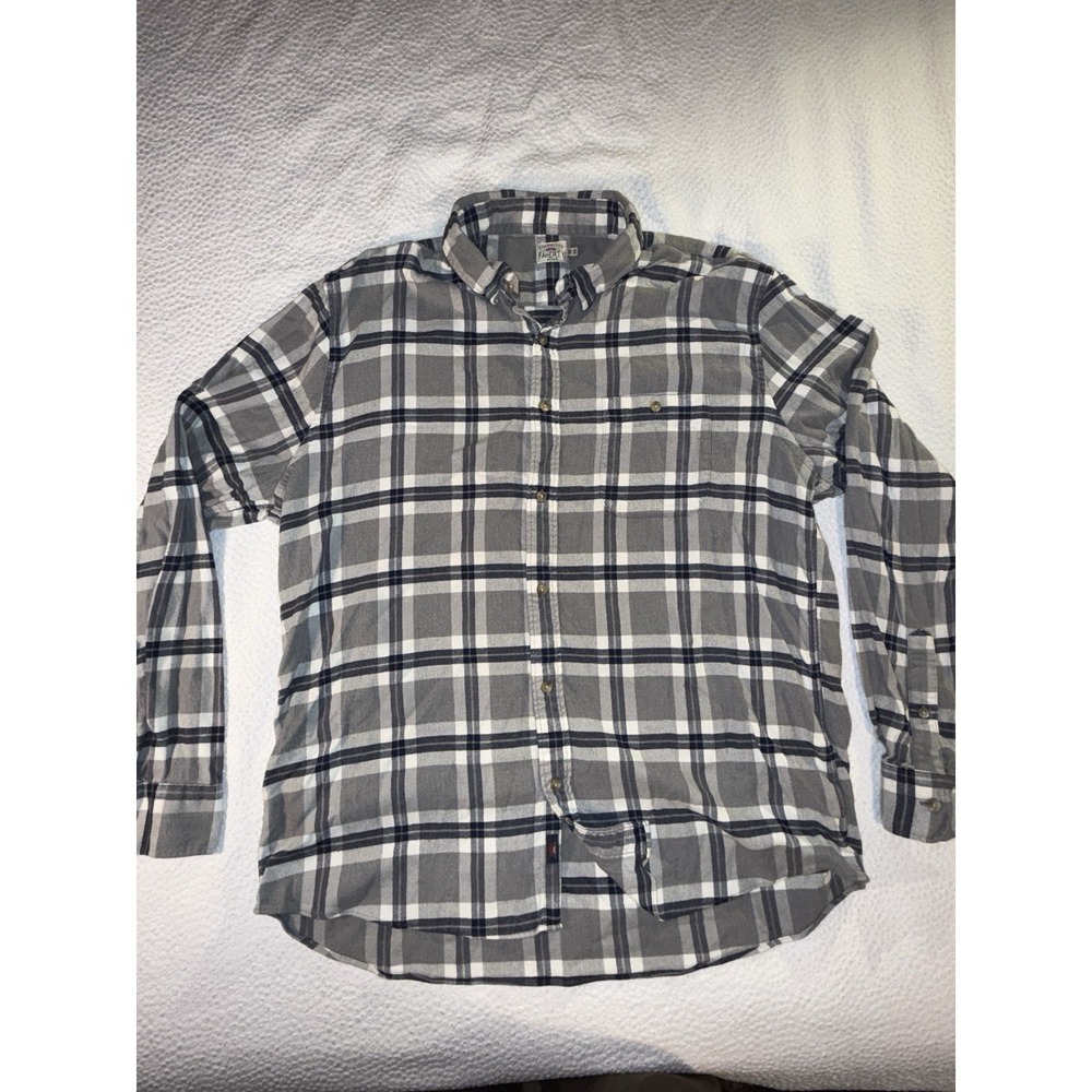 Faherty Plaid‎ Button Up Shirt Mens XXL Gray Cotton Flannel Soft Outdoor